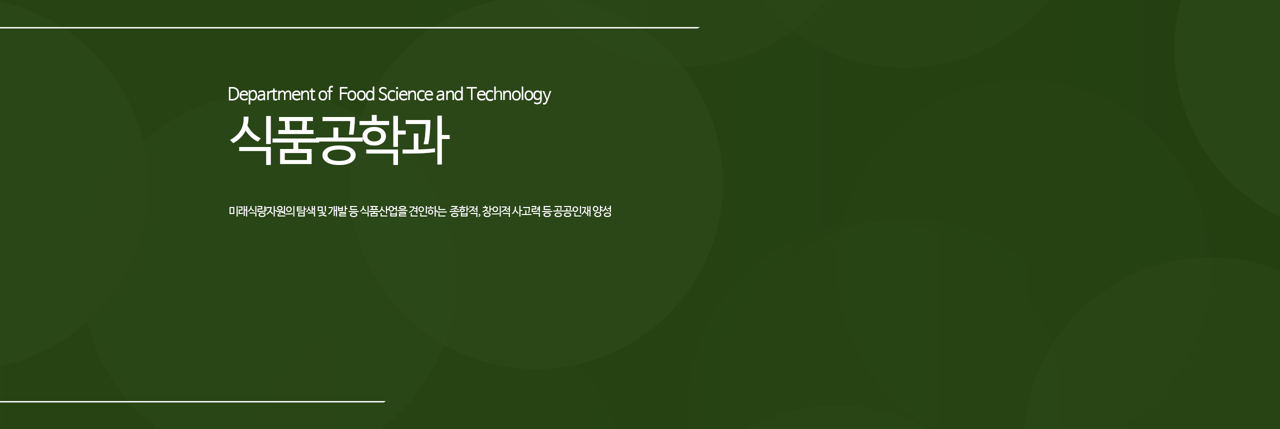 Department of Food Science and Technology 식품공학과 미래식량자원의 탐색 및 개발 등 식품산업을 견인하는 종합적, 창의적 사고력 등 공공인재 양성