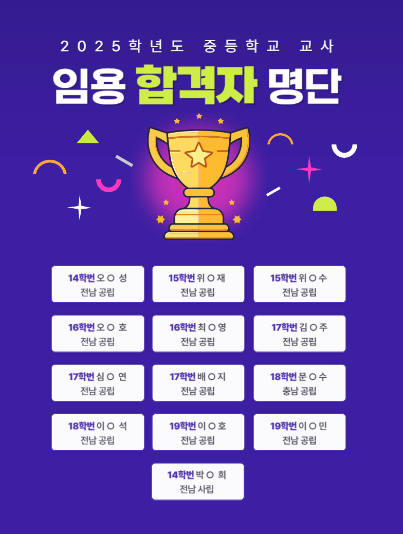 2025학년도 임용고시 시험 합격자